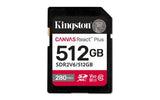 Kingston Technology 512GB Canvas React Plus SDXC UHS-II 280R/150W U3 V60 for Full HD/4K