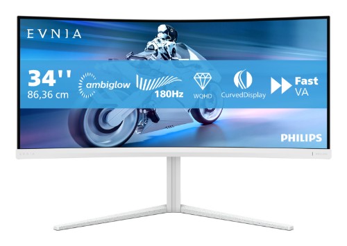 Philips Evnia 5000 34M2C5501A/00 computer monitor 86.4 cm (34") 3440 x 1440 pixels Wide Quad HD LCD White