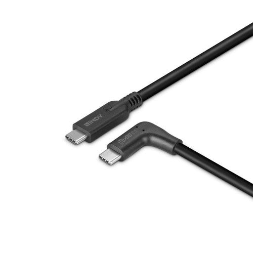 Lindy 1m USB 3.2 Type C Cable, 90° Right Angle, 10Gbps