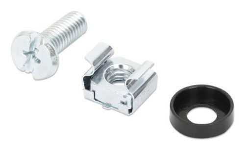 Intellinet Cage Nut Set (100 Pack), M6 Nuts, Bolts and Washers, Suitable for Network Cabinets/Server Racks, Plastic Storage Jar, Lifetime Warranty