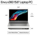 HP ENVY x360 15-fe0008na Intel® Core™ i7 i7-1355U Hybrid (2-in-1) 39.6 cm (15.6") Touchscreen Full HD 16 GB LPDDR5-SDRAM 512 GB SSD NVIDIA GeForce RTX 3050 Wi-Fi 6E (802.11ax) Windows 11 Home Silver