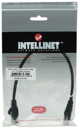 Intellinet Network Patch Cable, Cat5e, 0.25m, Black, CCA, U/UTP, PVC, RJ45, Gold Plated Contacts, Snagless, Booted, Lifetime Warranty