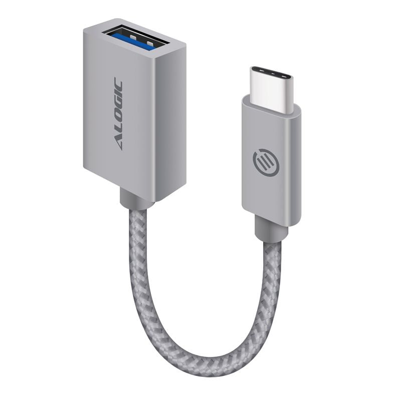 15cm USB 3.1 USB-C (Male) to USB-A (Female) Adapter - Space Grey Aluminium