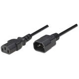 Manhattan Power Cord/Cable, C14 Male to C13 Female (kettle lead), Monitor to CPU, 1.8m, 10A, Black, Lead, Lifetime Warranty