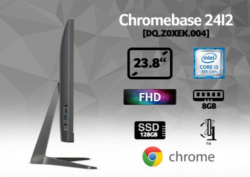 Acer Chromebase CA24I2 Intel® Core™ i3 i3-8130U 60.5 cm (23.8") 1920 x 1080 pixels All-in-One PC 8 GB DDR4-SDRAM 128 GB SSD ChromeOS Wi-Fi 5 (802.11ac) Silver