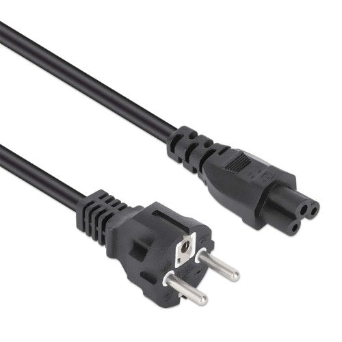 Manhattan Mains Power Cord/Cable, Euro 2-pin (CEE 7/4 Schuko) plug to C5 Female (cloverleaf/triangular), 3m, 2.5A, Lead, Lifetime Warranty