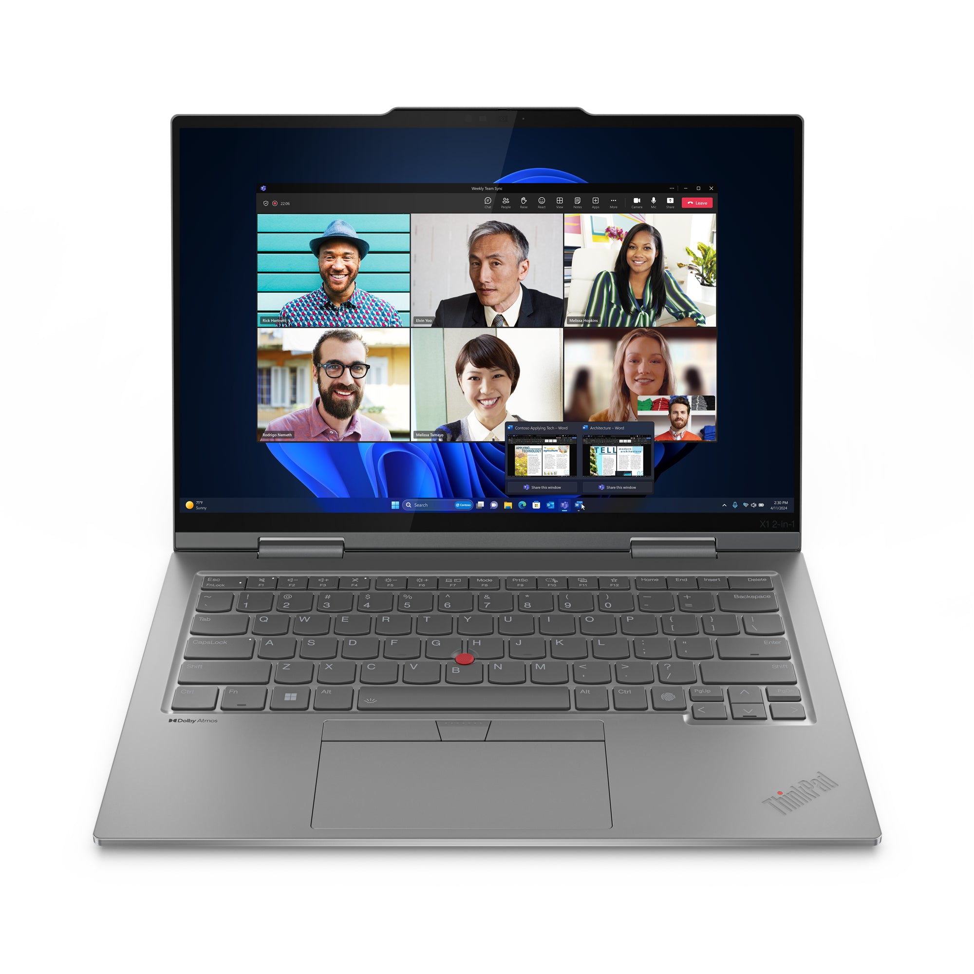 Lenovo ThinkPad X1 2-in-1 Intel Core Ultra 7 155U Hybrid (2-in-1) 35.6 cm (14") Touchscreen WUXGA 32 GB LPDDR5x-SDRAM 1 TB SSD Wi-Fi 6E (802.11ax) Windows 11 Pro Grey  - Computers - Lenovo