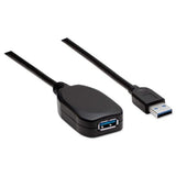 Manhattan USB-A to USB-A Extension Cable, 5m, Male to Female, Active, 5 Gbps (USB 3.2 Gen1 aka USB 3.0), Built In Repeater, SuperSpeed USB, Black, Three Year Warranty, Equivalent to USB2AAEXT5M.