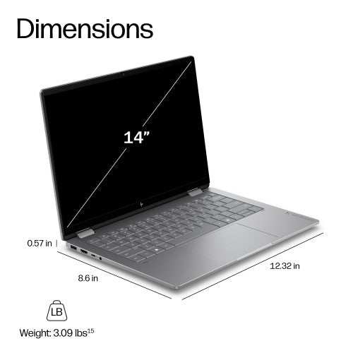 HP OmniBook X Flip 2-in-1 Laptop Next Gen AI 14-kb0000nax Copilot+ PC Intel Core Ultra 7 35.6 cm (14") Touchscreen 2K 16 GB LPDDR5x-SDRAM 512 GB SSD Wi-Fi 7 (802.11be) Windows 11 Home Silver
