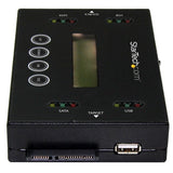StarTech.com 1:1 Standalone Hard Drive Duplicator & Eraser, USB Thumb Drive and SATA HDD/SSD Disk Cloner & Eraser, LCD display, TAA Compliant, OS Independent