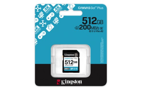 Kingston Technology Canvas Go! Plus 512GB SDXC Canvas Go Plus Gen4 200MB/s C10 UHS-I U3 V30