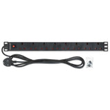 Intellinet 19" 1U PDU 7-way UK, Overload Protection, Rackmount, Power Distribution Unit, UK 3-pin outlets, 3m power cord, output