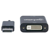 Manhattan DisplayPort 1.2a to DVI-D 24+1 Adapter Cable, 1080p@60Hz, 23cm, Male to Female, Active, Compatible with DVD-D, Black, Three Year Warranty, Equivalent to DP2DVIS