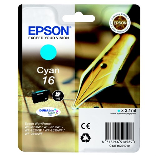 Epson C13T16224012/16 Ink cartridge cyan, 165 pages 3,1ml for Epson WF 2010/2660/2750