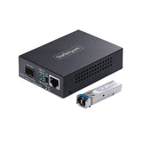 StarTech.com Single-Mode (SM) LC Fiber Media Converter for 10/100/1000 Networks, Standalone Gigabit Ethernet to Fiber Converter, 20km - TAA