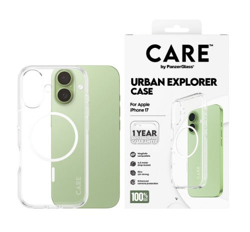 PanzerGlass CARE™ by ® Urban Explorer Case Transparent w. White MagSafe iPhone 17