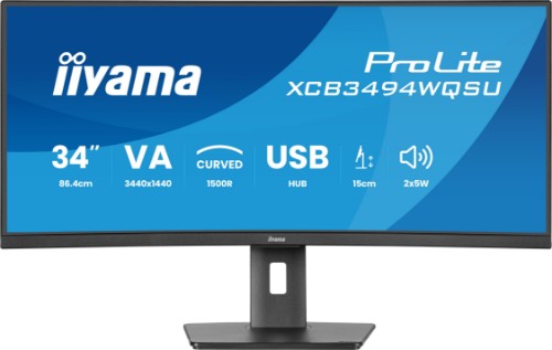 iiyama ProLite XCB3494WQSU-B1 computer monitor 86.4 cm (34") 3440 x 1440 pixels UltraWide Quad HD LED Black