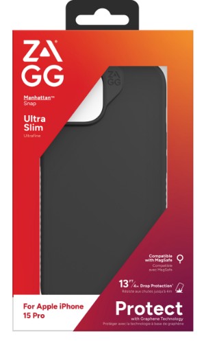 ZAGG Cases Manhattan Snap Apple iPhone 15 Pro Black EN/FR