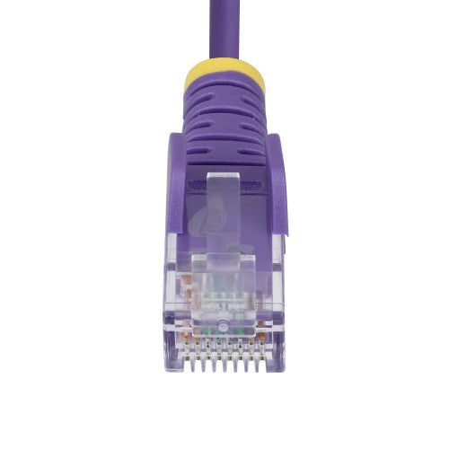 StarTech.com 50cm Purple Slim CAT6 Ethernet Cable, Snagless, 100W PoE, UTP, LSZH, 28AWG Pure Bare Copper Wire, Slim RJ45 Network Patch Cord w/Strain Reliefs, Fluke Tested
