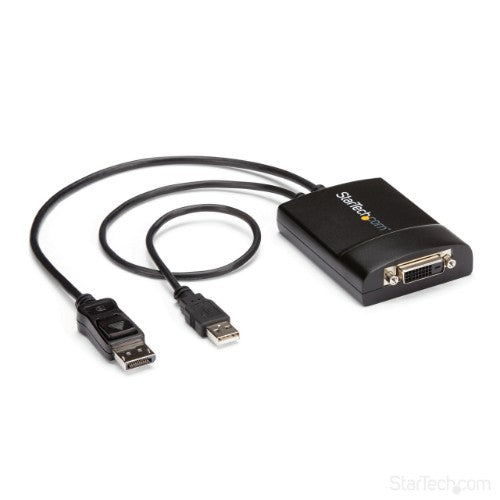 StarTech.com DisplayPort to DVI Dual Link Active Adapter - DisplayPort to DVI-D Adapter Video Converter 2560x1600 60Hz - DP 1.2 to DVI Monitor - USB Powered - Latching DP Connector
