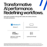 HP ZBook Ultra G1a Copilot+ PC AMD Ryzen AI Max+ PRO PRO 395 Mobile workstation 35.6 cm (14") Touchscreen 2.8K 128 GB LPDDR5x-SDRAM 4 TB SSD Wi-Fi 7 (802.11be) Windows 11 Pro AI Workstation, AI PC Silver