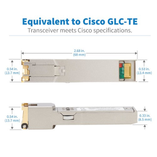 Tripp Lite N286-01GLC-TE Cisco-Compatible GLC-TE SFP Transceiver - 10/100/1000Base-TX, Copper, RJ45, Cat6, 328.08 ft. (100 m)