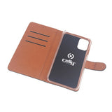 Celly Wally mobile phone case 13.7 cm (5.4") Folio Black, Brown