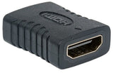 Manhattan HDMI Straight Coupler/Connector, 4K@60Hz, Suitable for ALL 4K & 1080p uses, Connect HDMI cables up to 5m on each side, Black, Female/Female, Ultra HD 4k x 2k,Lifetime Warranty,Fully Shielded,Gold Plated Contacts,Premium High Speed. Equivalent to