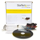 StarTech.com 4 Port PCI Express USB 3.0 Card - 5Gbps - 2 External & 2 Internal - SATA Power - UASP Support - 2x Internal (IDC) Motherboard-Style Headers - TAA