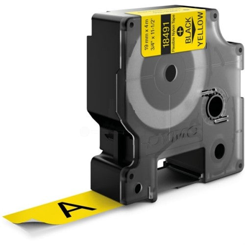 Dymo 18491/S0718090 Ribbon Nylon flexible black on yellow 19mm x 3,5m for Dymo Rhino 6-19mm/24mm