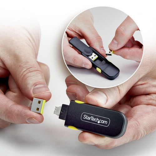 StarTech.com USB-A Port Blocker Key with 4x Locking USB-A Dust Cover Plugs, Snap-In Reusable Port Protectors for Laptops & Computers