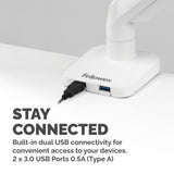 Fellowes Platinum Series Monitor Arm - Monitor Mount for 8KG 40 Inch Screens - Adjustable Monitor Desk Mount - Tilt 45° Pan 180° Swivel 360° Rotation 360°, VESA 75 x 75/100 x 100 - White