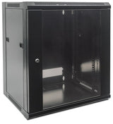 Intellinet 19" Network Cabinet - Wall Mount (Standard), 12U, 450mm Deep, Black, Flatpack, Max 60kg, Suitable also for use on desk or floor, Usable Depth 270mm to 350mm, Metal & Glass Door, Back Panel, Removeable Sides,Parts for wall installation not inclu