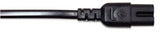 Manhattan Mains Power Cord/Cable, Euro 2-pin (CEE 7/16 Euro 8) plug to C7 Female (figure of eight), 1.8m, 2.5A, Black, Lead, Lifetime Warranty