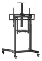 Manhattan Motorised Trolley Mount Stand for TV & Monitors, For screens: 60" to 100",VESA compatibility:all between 200x200 to 800x600mm -check the dimensions of the four mounting holes on back of screen to ensure it fits,Max 120kg,Height 1100 to 1600mm,LF
