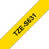 Brother TZE-S631 DirectLabel black on yellow extra strong Laminat 12mm x 8m for Brother P-Touch TZ 3.5-18mm/6-12mm/6-18mm/6-24mm/6-36mm
