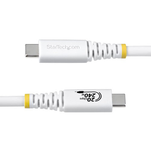 StarTech.com 2m (6ft) USB4 Cable, 20Gbps, USB-IF Certified USB-C Cable, 240W PD EPR, 4K 120Hz DP 2.1, TPE Jacket, White USB-C Cord
