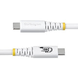 StarTech.com 2m (6ft) USB4 Cable, 20Gbps, USB-IF Certified USB-C Cable, 240W PD EPR, 4K 120Hz DP 2.1, TPE Jacket, White USB-C Cord