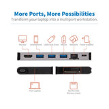 Tripp Lite U442-DOCK5D-GY USB-C Dock - 4K HDMI, USB 3.x (5Gbps), USB-A/C Hub Ports, GbE, Memory Card, 100W PD Charging, Detachable Cord
