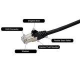 connektgear 0.5m RJ45 CAT6a SSTP Stranded Flush Moulded LS0H Network Cable - 26AWG - Black