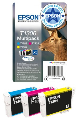 Epson C13T13064012/T1306 Ink cartridge multi pack C,M,Y XL 3x10.1ml Pack=3 for Epson Stylus BX 320/SX 525/WF 3500