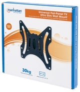 Manhattan Wall Mount for TV & Monitors (Fixed), For screens 23" to 42", VESA compatibility: all between 75x75mm to 200x200mm - check the dimensions of the four mounting holes on back of screen to ensure it fits, Max 30kg, Black, Bracket