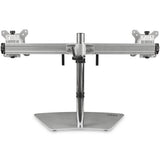 StarTech.com Dual Monitor Stand - Ergonomic Free Standing Dual Monitor Desktop Stand for two 24" VESA Mount Displays - Synchronized Height Adjustable - Double Monitor Pole Mount - Silver