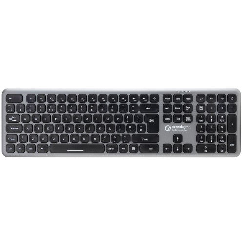 connektgear KB238 Wireless Multimedia UK Layout Keyboard & 5 Button Optical Mouse - Silver With Black Keys
