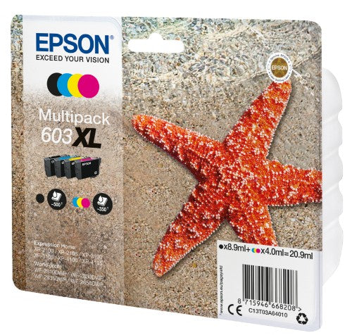 Epson C13T03A64010/603XL Ink cartridge multi pack Bk,C,M,Y high-capacity 8,9ml + 3x4ml Pack=4 for Epson XP 2100