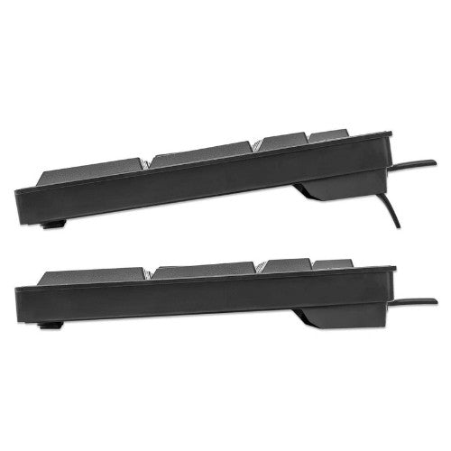 Manhattan Keyboard UK USB Wired, Standard Qwerty layout, Black, Full Size Keys, Cable 1.5m, USB-A connection, Plug and Play, Three Year Warranty, Retail Boxed