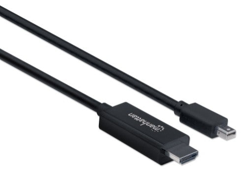 Manhattan Mini DisplayPort 1.1 to HDMI Cable, 1080p@60Hz, 1.8m, Male to Male, Black, Not Bi-Directional, Three Year Warranty