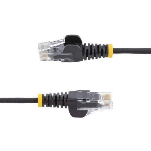 StarTech.com 25cm Black Slim CAT6 Ethernet Cable, Snagless, 100W PoE, UTP, LSZH, 28AWG Pure Bare Copper Wire, Slim RJ45 Network Patch Cord w/Strain Reliefs, Individually Tested