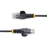 StarTech.com 25cm Black Slim CAT6 Ethernet Cable, Snagless, 100W PoE, UTP, LSZH, 28AWG Pure Bare Copper Wire, Slim RJ45 Network Patch Cord w/Strain Reliefs, Individually Tested