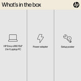 HP ENVY x360 15-fh0000na AMD Ryzen™ 7 7730U Hybrid (2-in-1) 39.6 cm (15.6") Touchscreen Full HD 16 GB LPDDR4x-SDRAM 512 GB SSD Wi-Fi 6E (802.11ax) Windows 11 Home Black